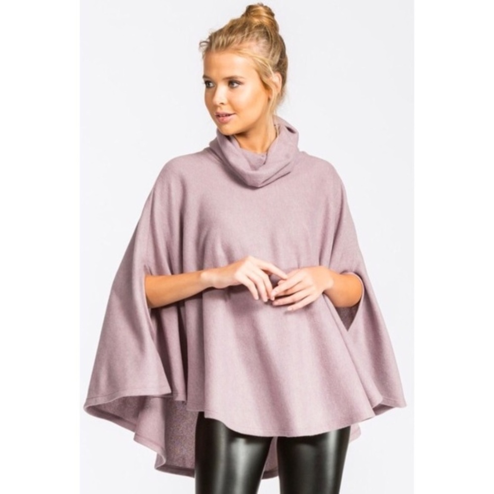 Mauve Brushed French Terry Soft Poncho